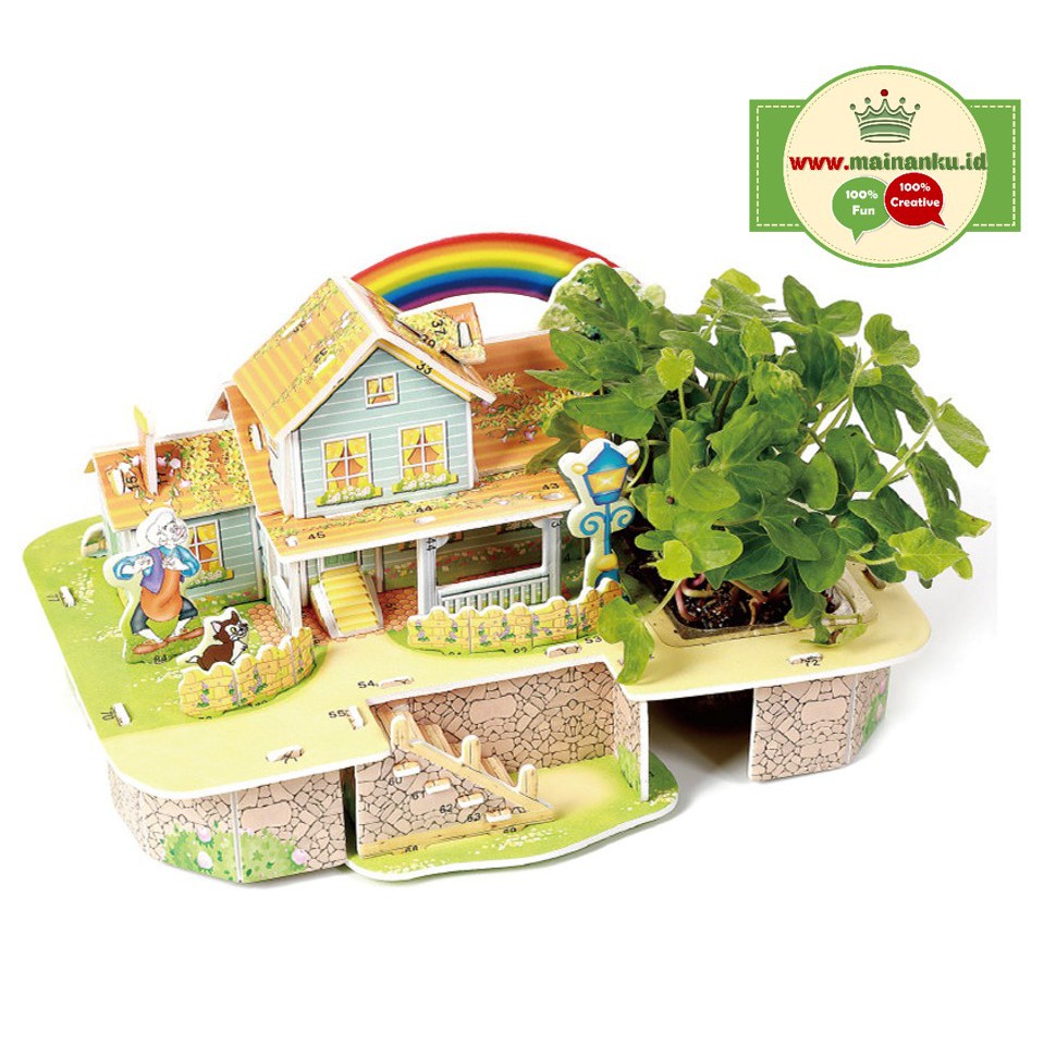 Edukasi Bercocok Tanam - MINI RAINBOW HOUSE | Puzzle 3D Bentuk Rumah M-009 - DIY