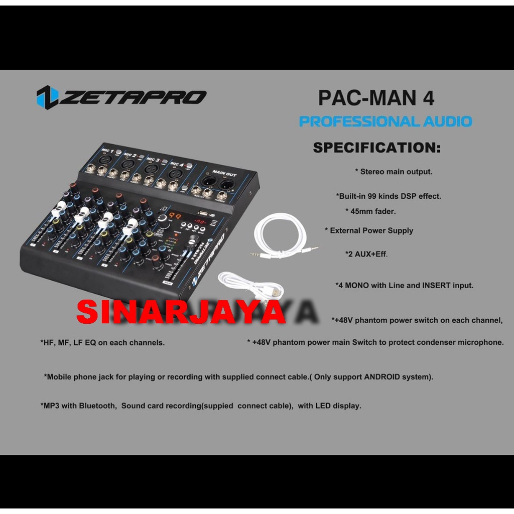 MIXER AUDIO ZETAPRO PACMAN4 / PAC MAN 4 / PAC MAN4 ORIGINAL