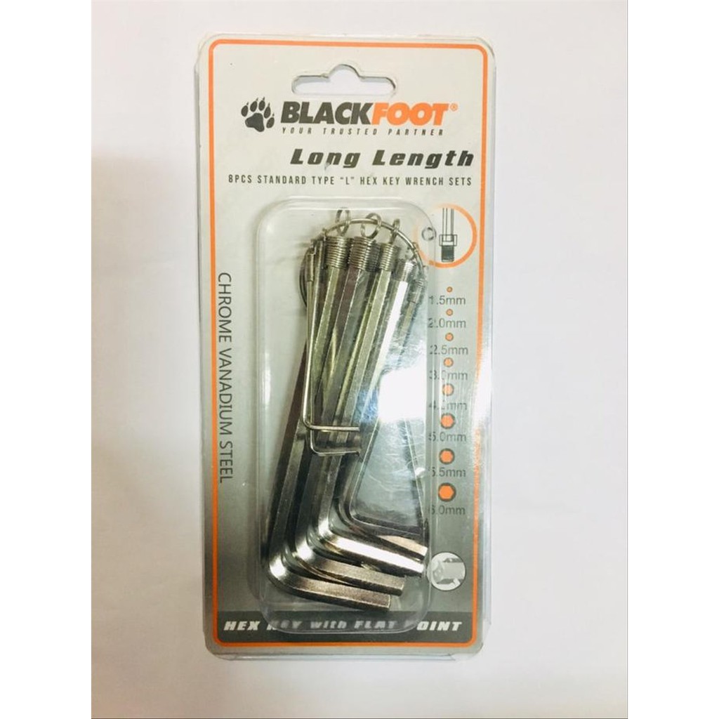 Kunci L Set 8 Pcs 1.5-6mm Hex Key Wrench BLACKFOOT ORIGINAL