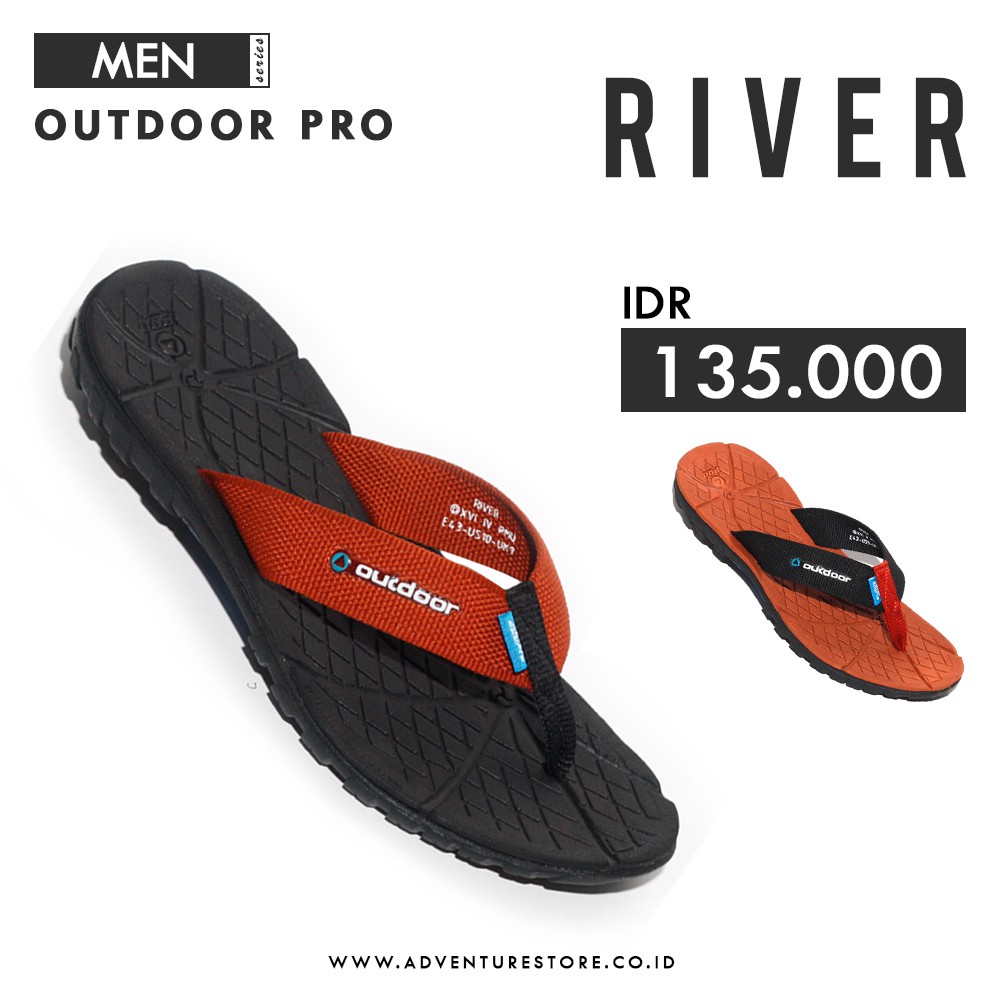 Sandal Jepit Gunung OutdoorPro River Brick-Black, Sandal Outdoor