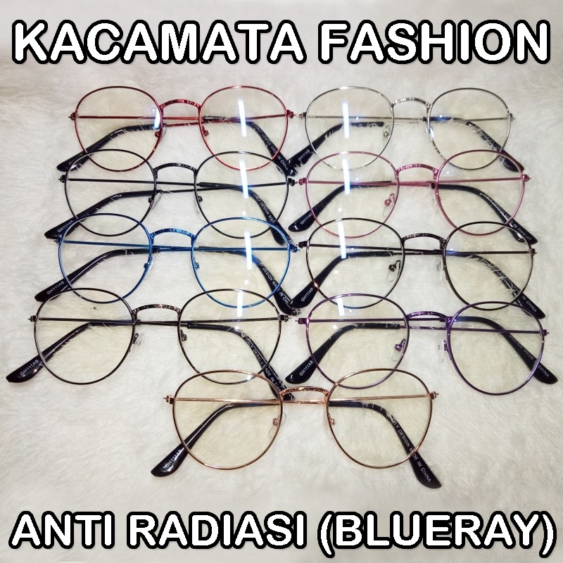 Kacamata Anti Radiasi Blue Ray Lens (Design Korea) Unisex Frame Besi Bentuk Oval Kacamata Komputer Kaca mata Baca Fashion Terbaru Dengan Kaca Transparan Blueray Kacamata Gaya Wanita Pria Eyeglasses