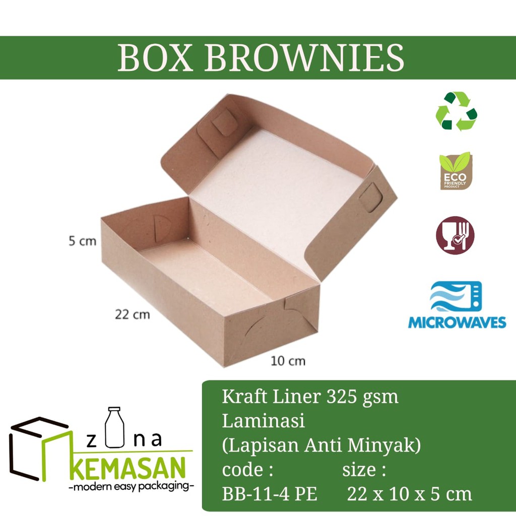 

KEMASAN BOX DUS KARDUS KOTAK BROWNIES BOLEN KUE ROTI NUGGET 22x10x5 cm KRAFT 325 gsm LAMINASI