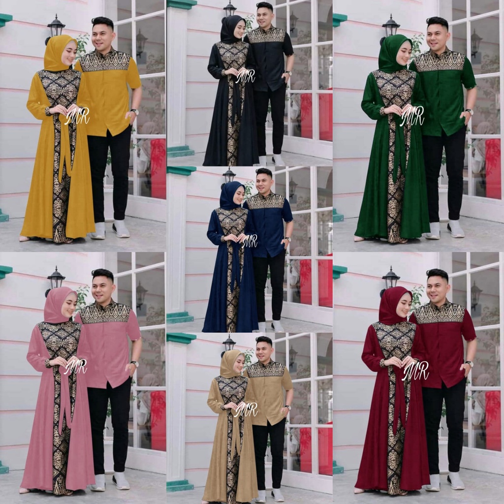 CP Irwansyah / Baju Couple Batik Pasangan Muslim Lebaran 2022 / Pakaian Pasangan Muslim Terbaru