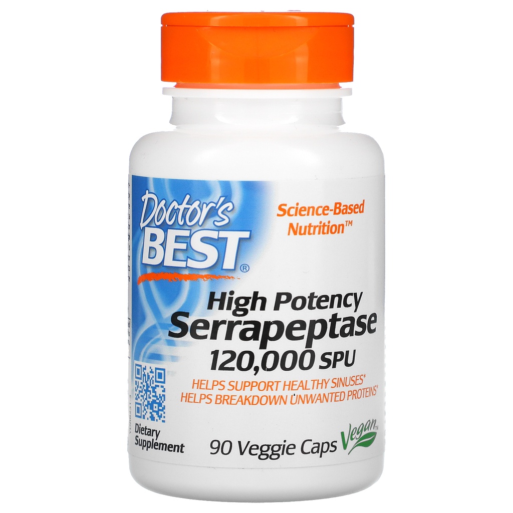 Doctors Best High Potency Serrapeptase 120000 SPU 90 Veggie DR BEST Serrapeptase 120000