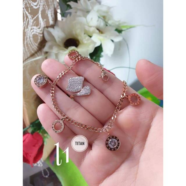 SET GELANG DAN CINCIN TITANIUM
