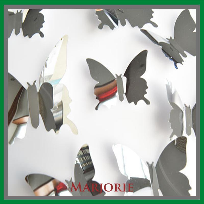 Tiga -Dimensi Pet Mirror 3D Butterfly Wall Sticker Stiker Ruang Tidur Ruang Ruang Ruang Belajar Studi-MJD