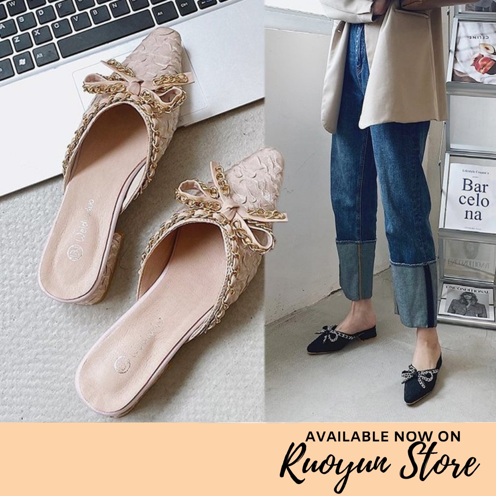 RYS - Flink Mules Sepatu Hak Tahu Fashion Casual/Kantoran - Ori Import