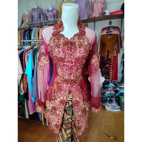 kebaya payet akad mewah murah