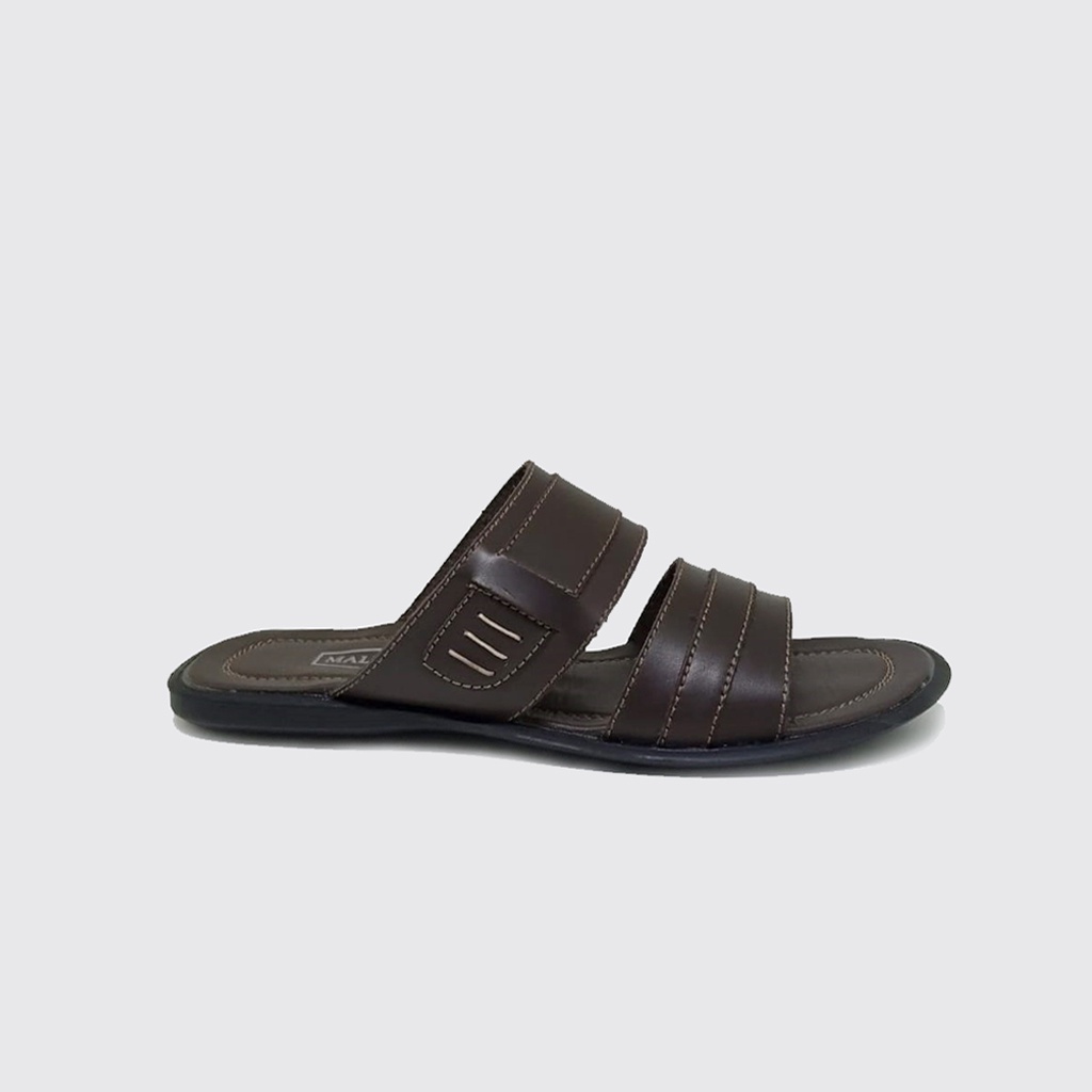 Mzio - Sandal Kulit Asli 100% Ukuran Besar | Big Size 44 45 46 47 48 | Sandal Pria Ukuran Jumbo | J-17 Dark Brown