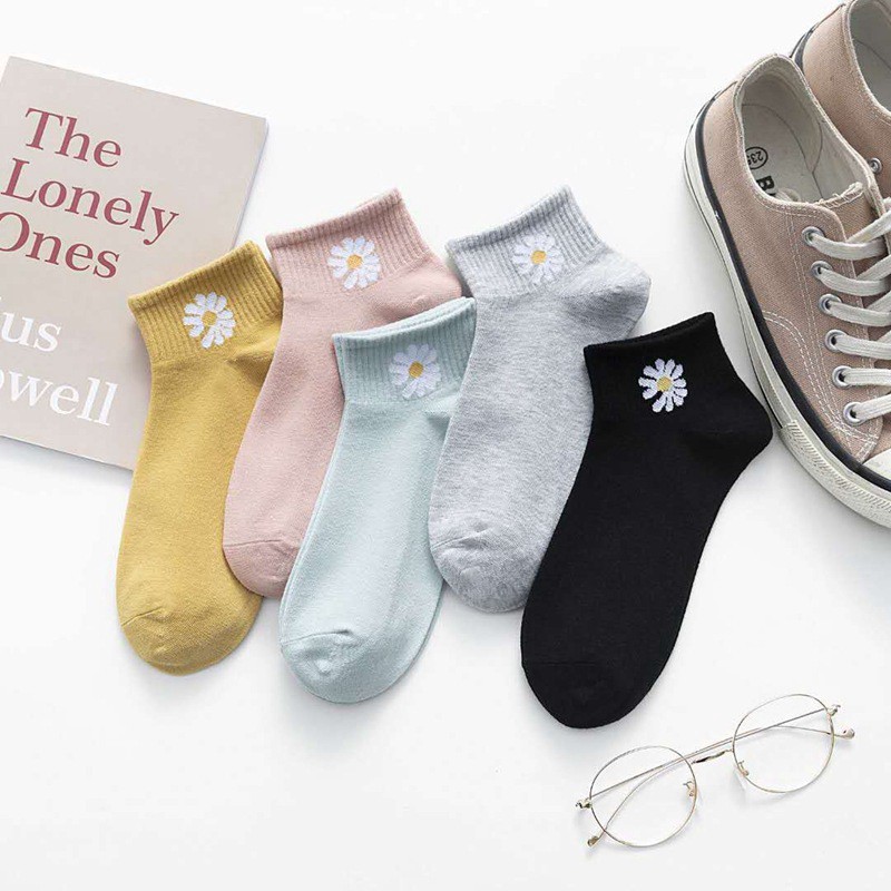 HaiWai COD KAOS KAKI ANKLE SOCK MOTIF BUNGA DAISY WARNA WARNI SEMATA KAKI U16-5