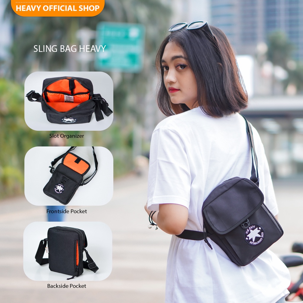 Slingbag Heavy Black Original - Tas Pria - Tas Selempang Pria Cross Body Bag Crowd