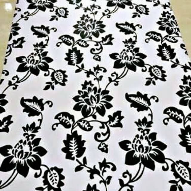 Wallpaper Dinding Murah Motif Bunga Hitam Putih Kamar Tidur Ruang