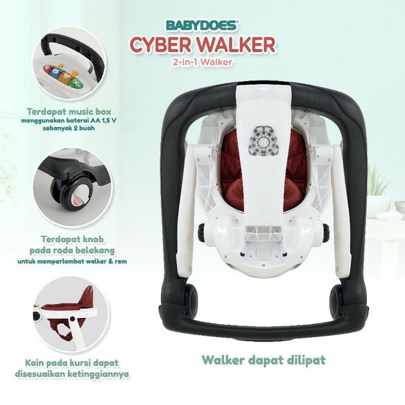 Baby Walker Alat Bantu Belajar Jalan Babydoes 2 In 1 Cyber Walker Push Wolker Walking Trainer