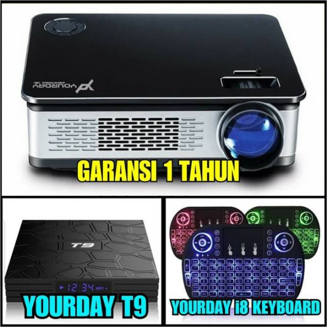 Yourday YRD700X Proyektor LED + Android TV BOX T9 4GB 32GB i8 Keyboard