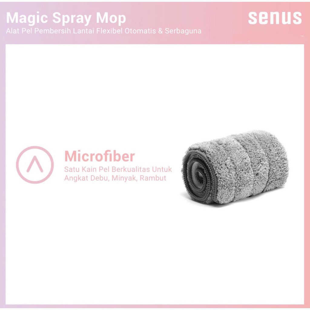 Senus Magic Spray Mop alat pel pembersih lantai kain microfiber refill