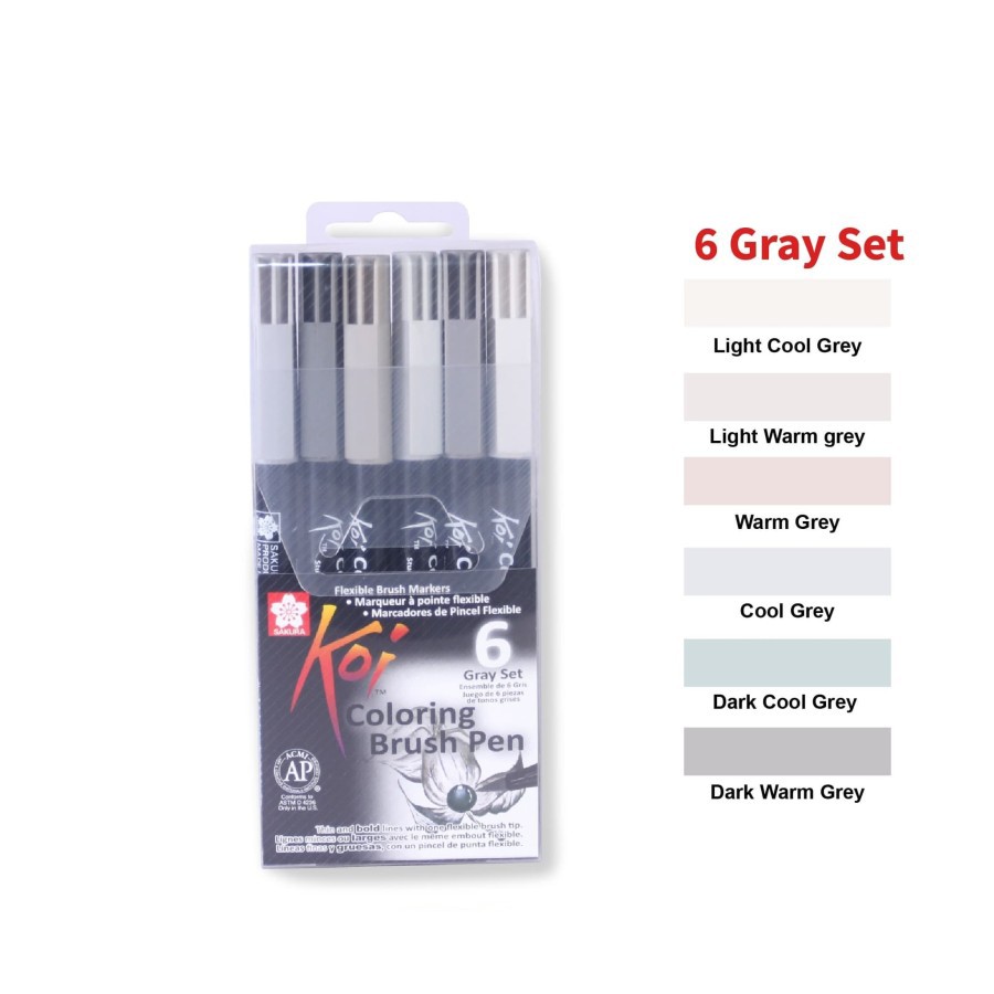 

Sakura Koi Coloring Brush Set 6 - Gray