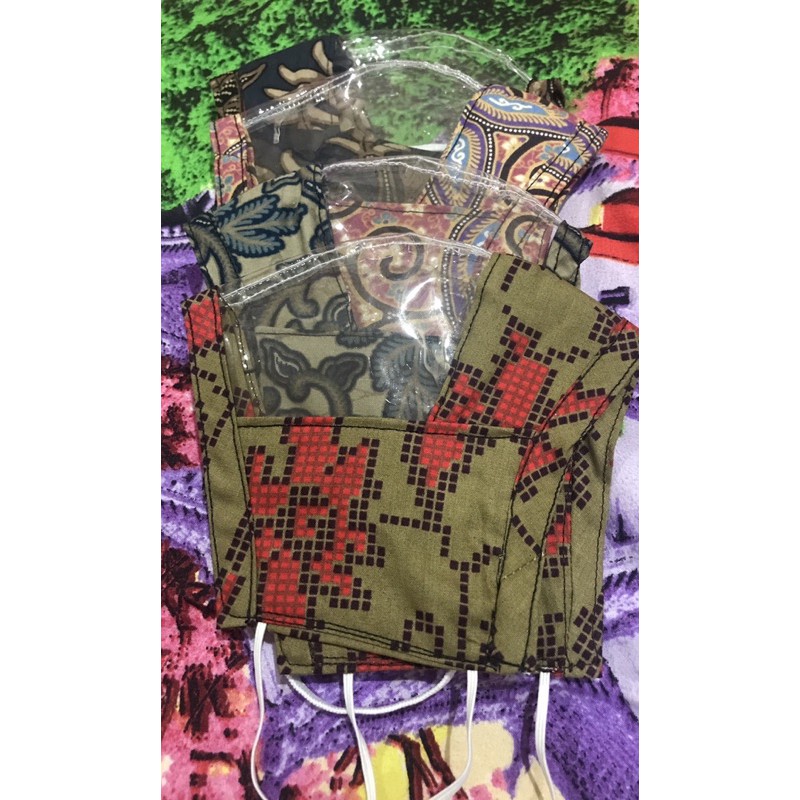 MURAH | Masker Cantik Transparan Mika Batik Fashion Premium