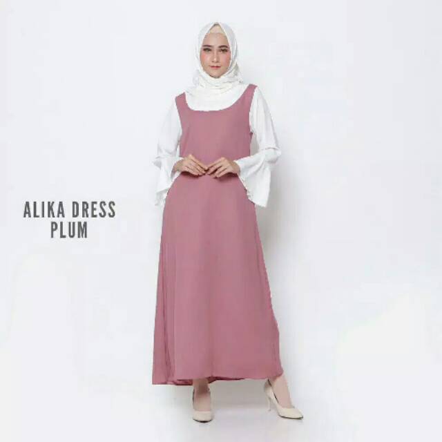 dress simple tangan terompet / gamis syari terompet /