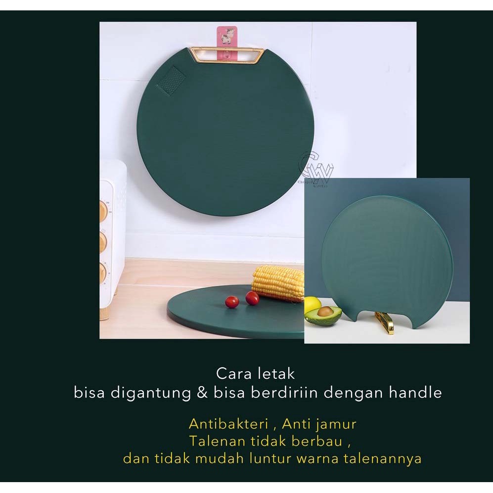 Cheaper-Talenan PE Anti Jamur Bakteri Cutting Board Bulat Dapur Hijau PREMIUM TEBAL