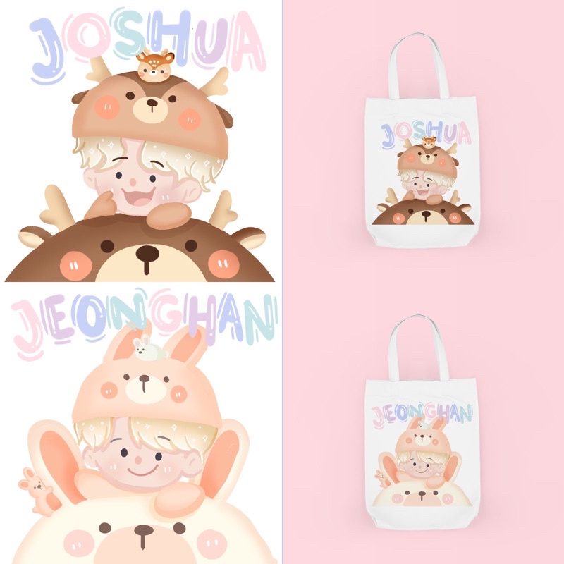 Tote bag Cute dan Bergambar Karakter Member Seventeen