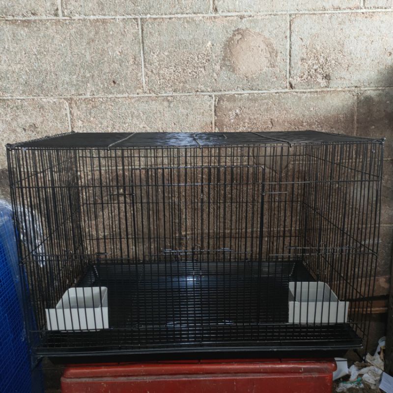 KANDANG KUCING KELINCI BURUNG BESI LIPAT MURAH Free 2 Tempat makan SIZE L 60X40X40 CM.