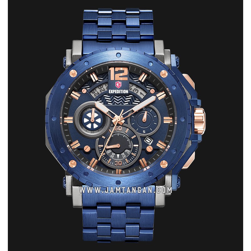 Expedition E 6402 MC BGUBU Chronograph Men Blue Dial Blue Stainless Steel Strap