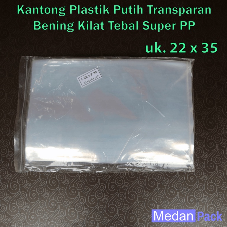 Kantong Plastik PP SUPER Bening Tebal 10 uk 22 x 35 cm per kg