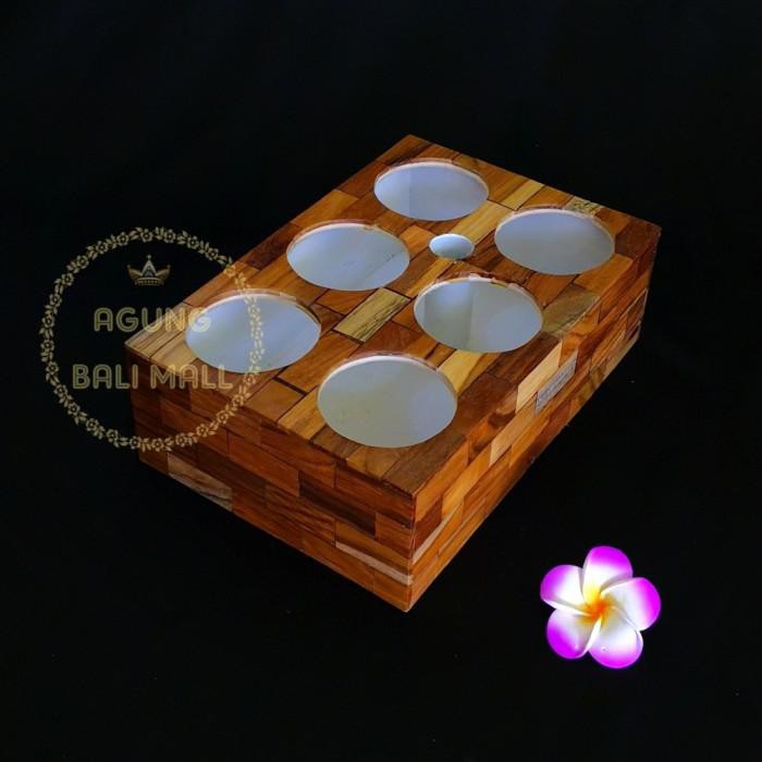 Tempat Air Mineral Gelas Kayu Jati | Tatakan Aqua Gelas Kayu Jati