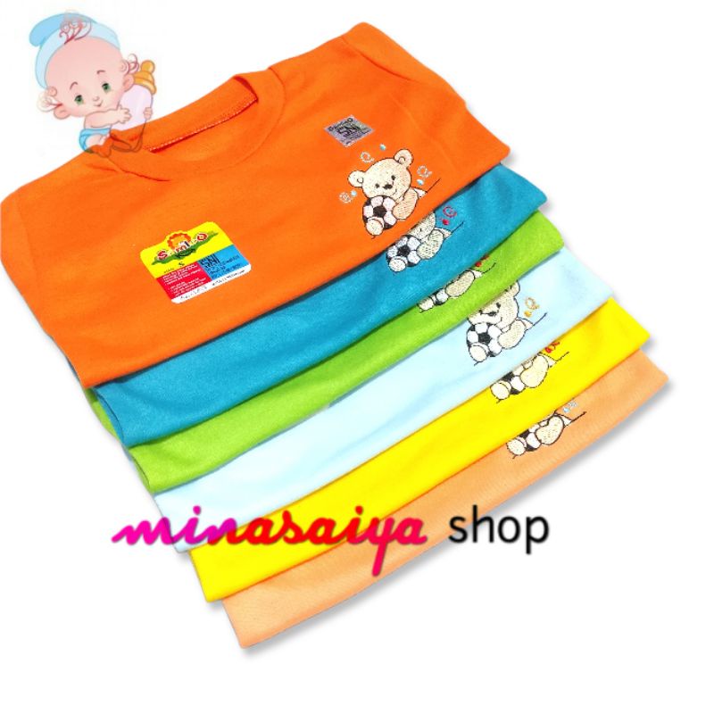 SAMLEO 6 pcs dan 3 pcs Kaos Oblong Bayi SNI Lengan Pendek Polos Warna Uk. S - XL