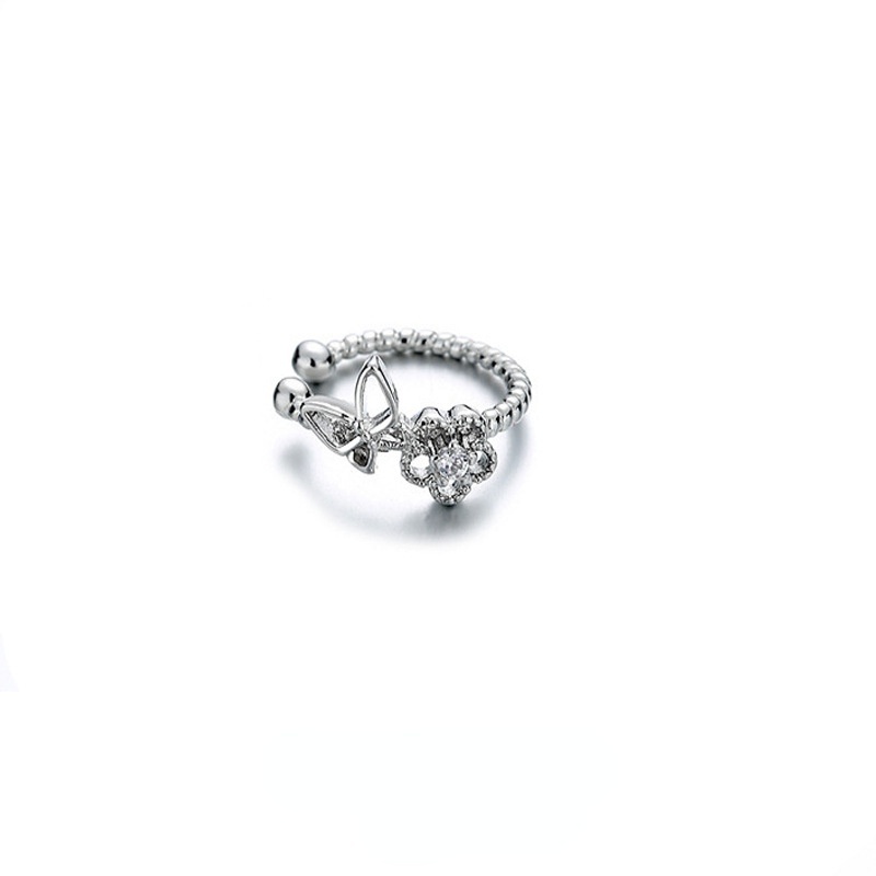Anting Tusuk Gantung Panjang Desain Kupukupubunga Hollow Hias Zircon Gaya Korea Untuk Wanita