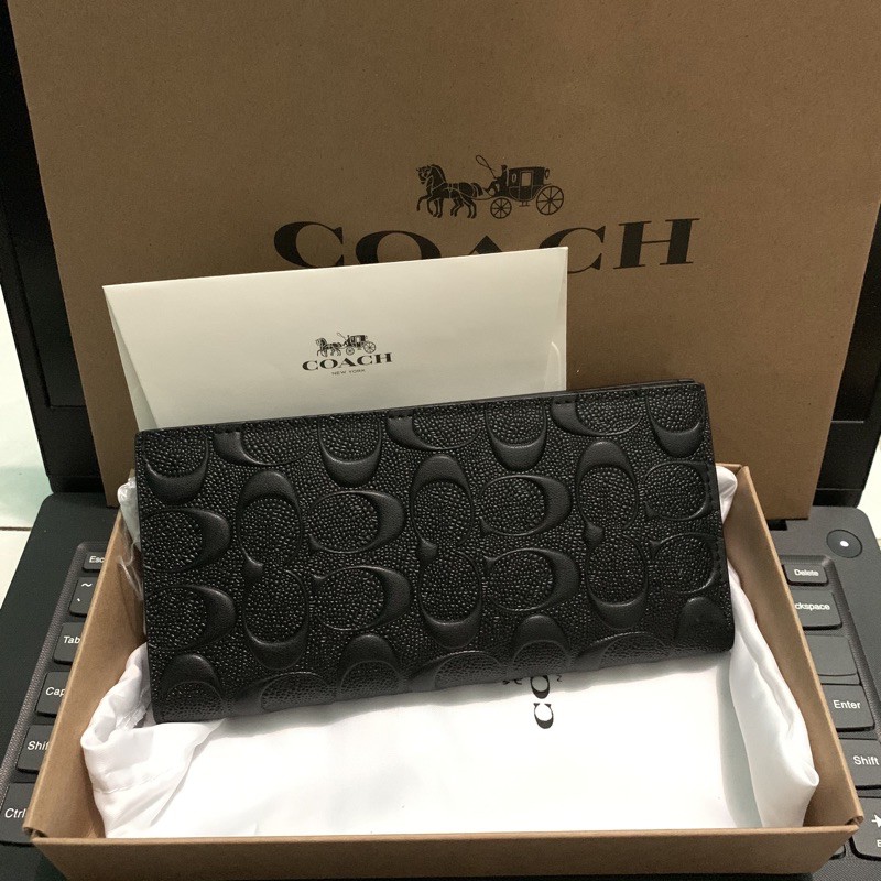 COACH LONG WALLET COACH BLACK EMBOSSED