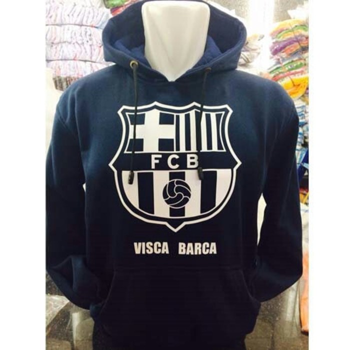 Jaket Sweater Hoodie Bola Barcelona Fc - Hitam