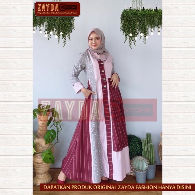 Gamis Remaja Terbaru Gamis Zayda Fashion Gamis Wanita Katun Original ZG74 Maroon