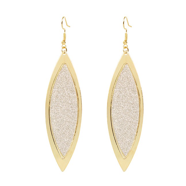 LRC Anting Gantung Fashion Golden Leaf Alloy Frosted Earrings K44354