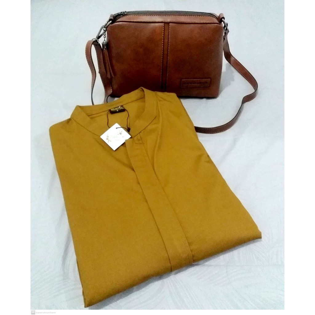 Seragam PNS Wanita PDH Khaki Model Gamis Twopiece Aksen Kancing by Riyani