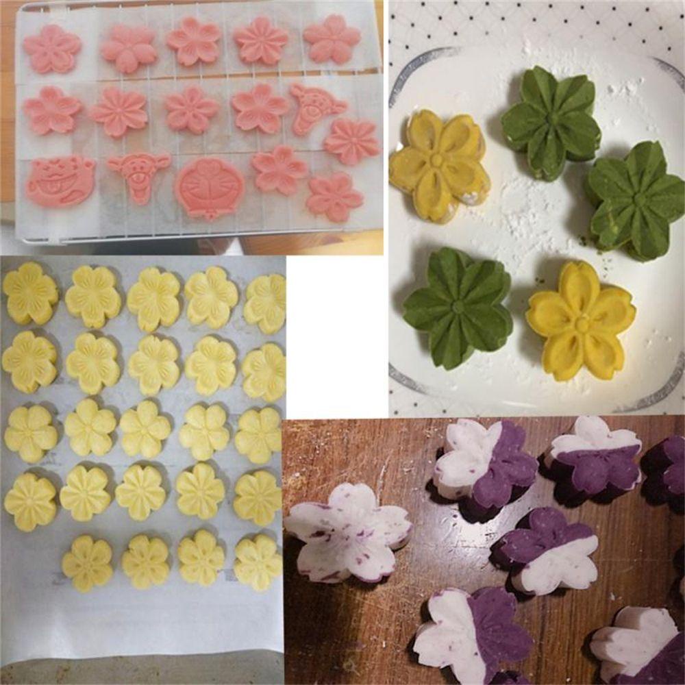 Top 5pcs/set Cetakan Kue Kering Cherry Blossom Alat Kue Baking Cookie Cutter DIY Floral Mold Plunger 3D Cookie Baking Molds