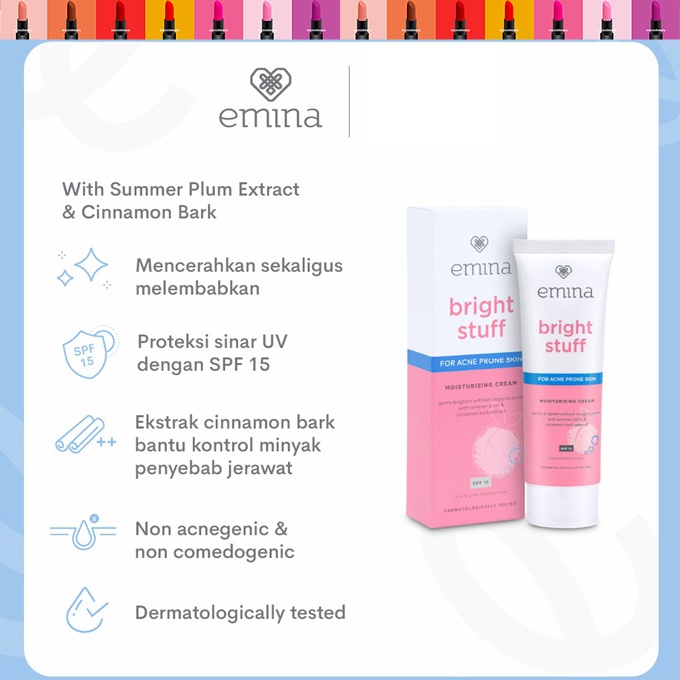 Emina BRIGHT STUFF ACNE PRONE Series | Face Wash Moisturizing Cream ✰ ascocobeauty ✰