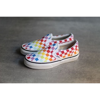 rainbow slip on vans