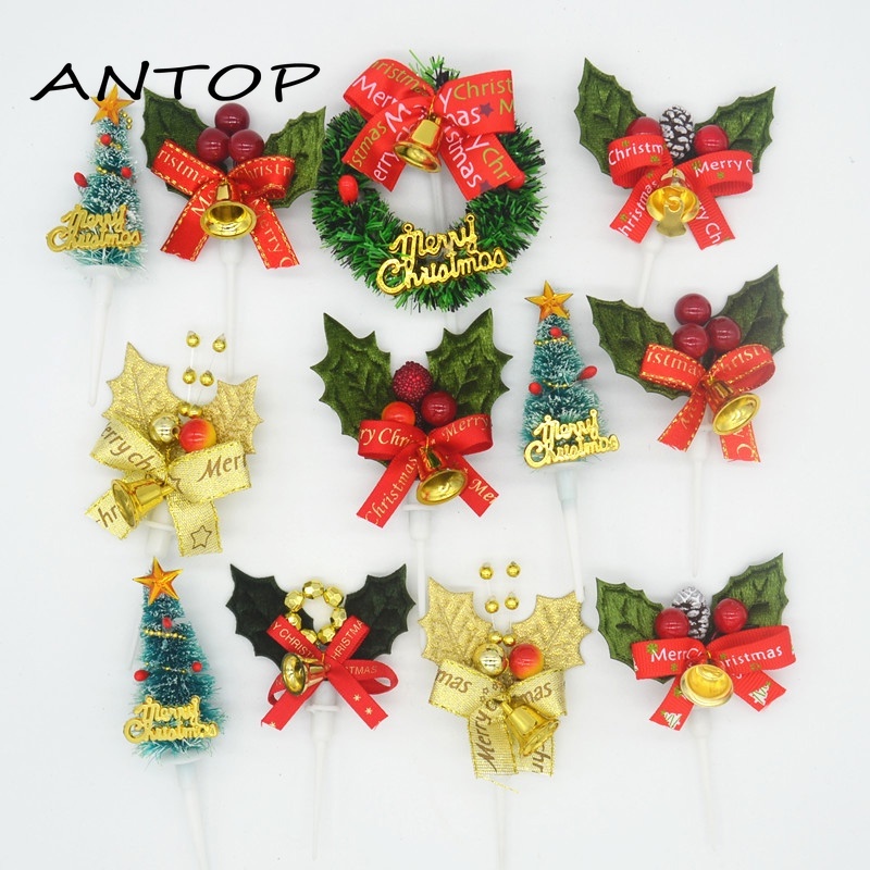 Hiasan Kue Topper Dekorasi Natal Tiga Dimensi Pohon Natal Garland 3D Adegan Kartu Dekorasi ANTOP