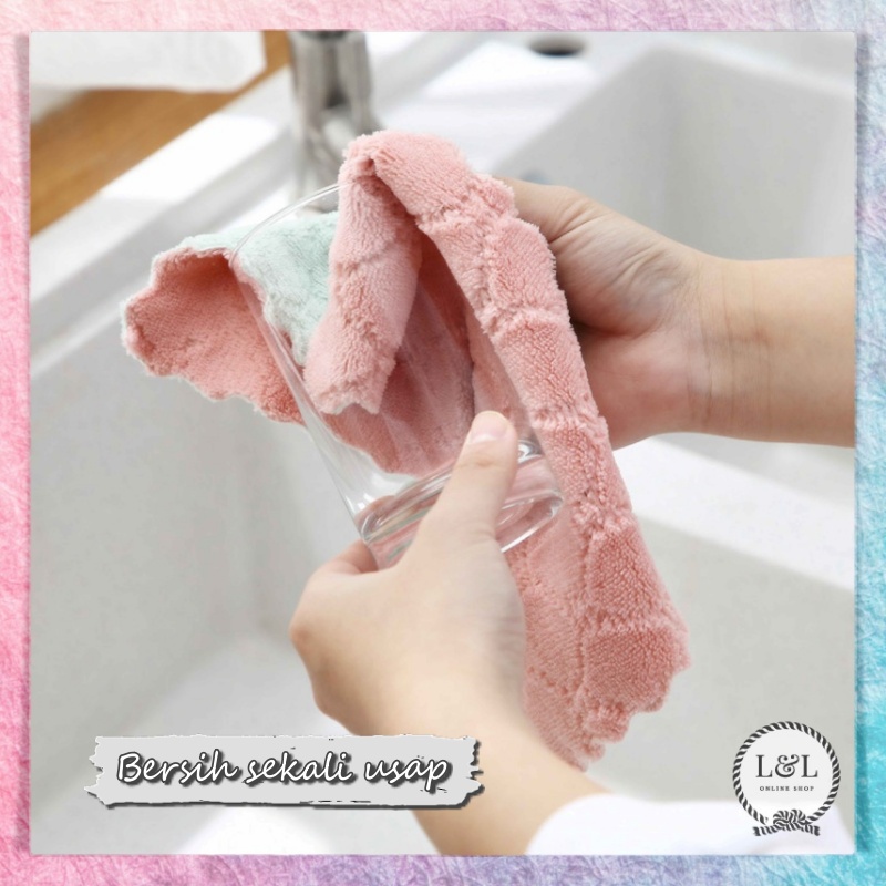 Kain Lap Piring Serbet Anti Noda Minyak Anti Lengket Microfiber 24 x 13 cm Alat Perlengkapan Dapur Serbaguna