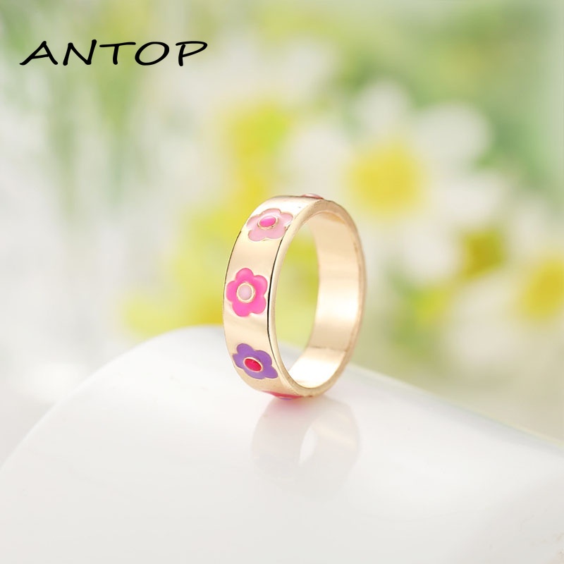 Fashion Sederhana Macarons Bohemian Kartun Cincin Cinta Smiley Bunga Bintang Seri Cincin Pasangan ANTOP