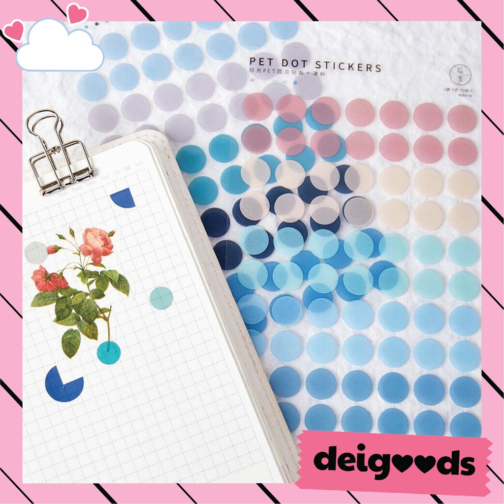 

DEIGOODS❤ 3 Sheet Sticker DOT / Stiker Bulat / PET DOT Transparan Sticker Colorful DIY Planner Bujo