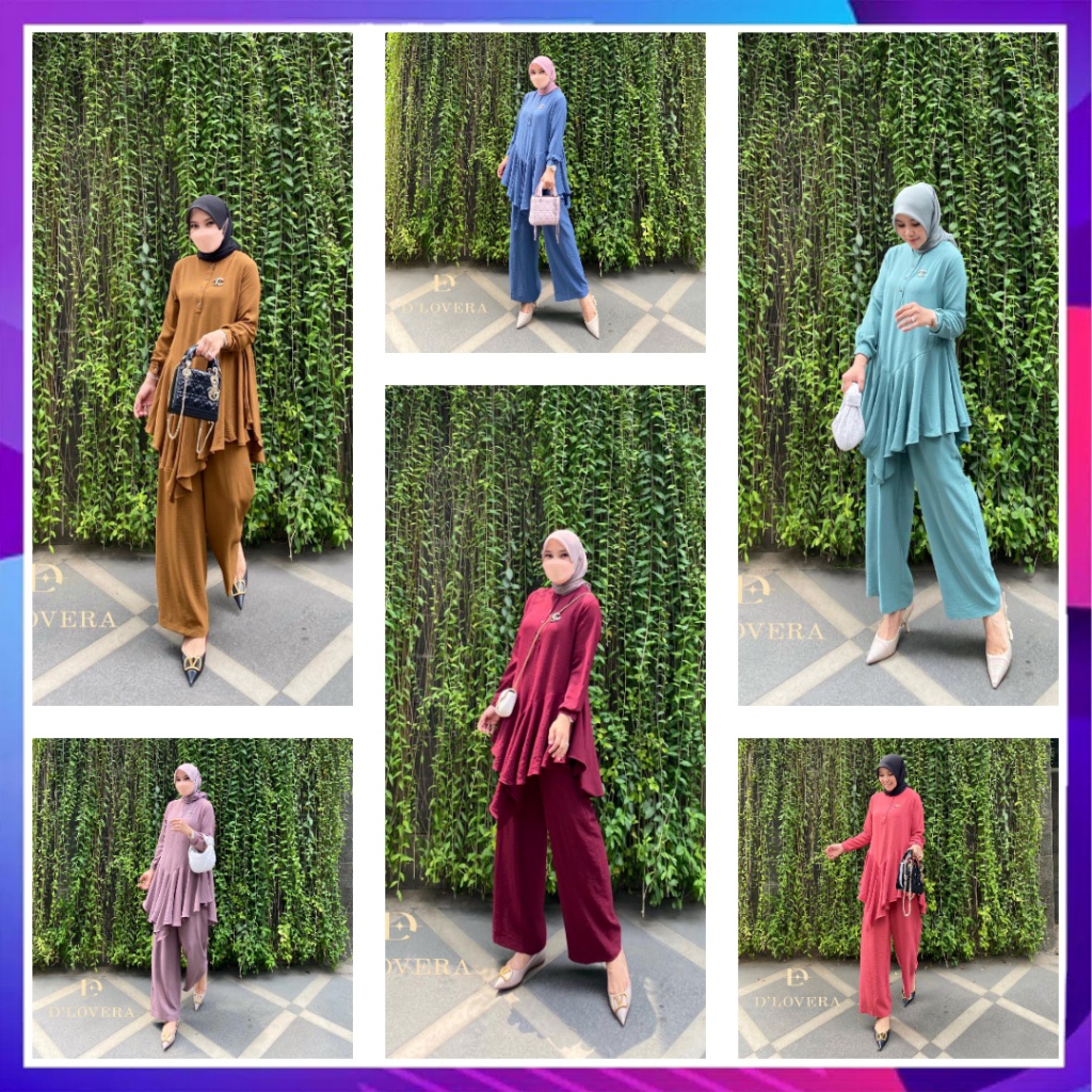 Laluna Set (Tunik + Celana) Original By Dlovera Setelan Wanita Stelan Cewek Setcel Cewe One Set Paka