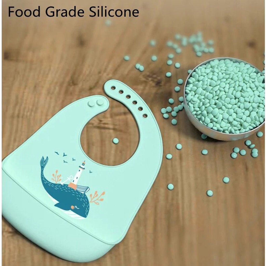 Bib Bayi bahan silicone Premium Slabber Bayi dan Anak Bahan Silicon Import Tatakan Iler dan Makan Bayi dan Anak Celemek Makan Bayi Bahan Karet Premium Bib Bayi Lucu Slabber Bayi Karakter