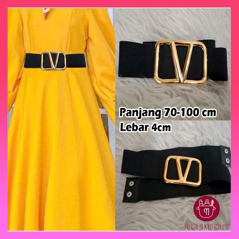 Ikat Pinggang Karet Elastis Wanita Belt V Tali Pinggang Wanita Belt H Kekinian Terbaru Karet Melar