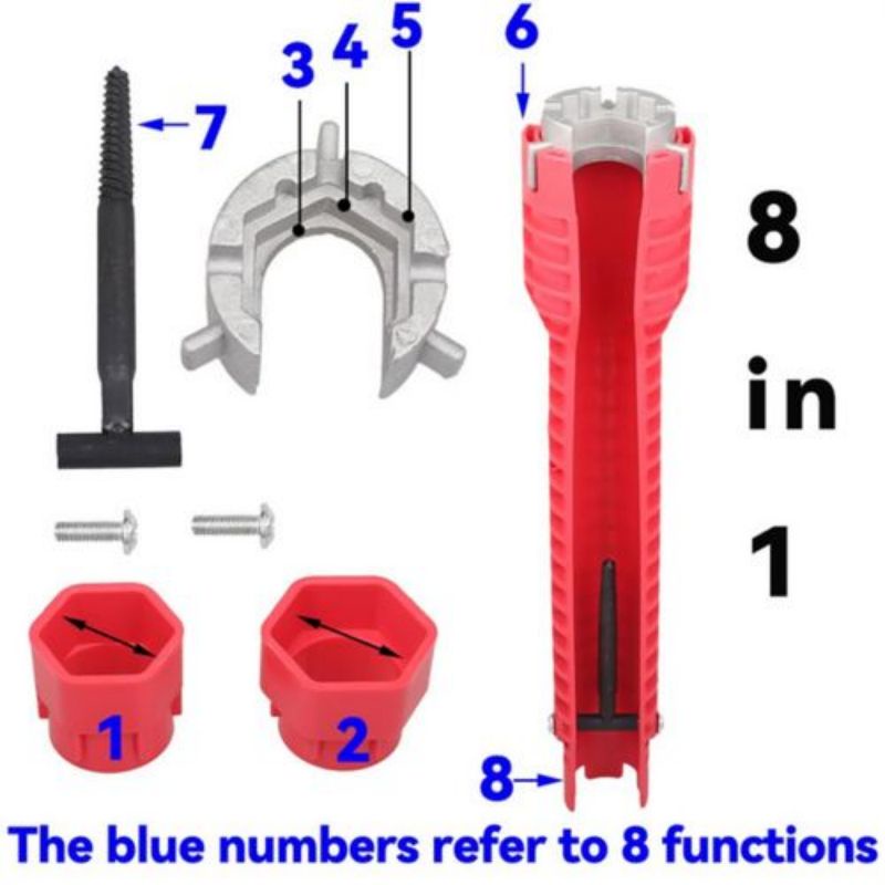 8 In 1 Kunci Pas Wastafel/Kunci Pipa Kran Watafel/Faucet Wrench Sink Installer Tool