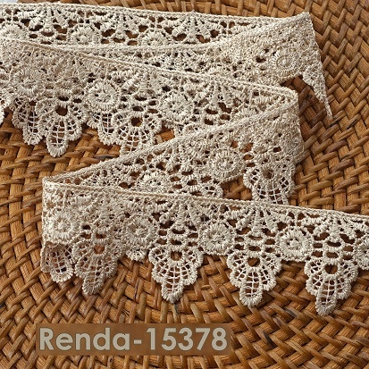Kain Renda Bordir Giper-Bunga Sedang-15378(L: -/+ 4cm)-Min 15 Yards