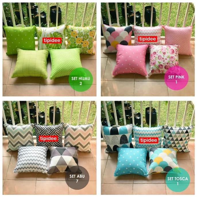 DISKON HARGA TIPIDEE - Sarung Bantal Sofa 40x40 (Isi 5pcs) - Set Hitam 2 DR468