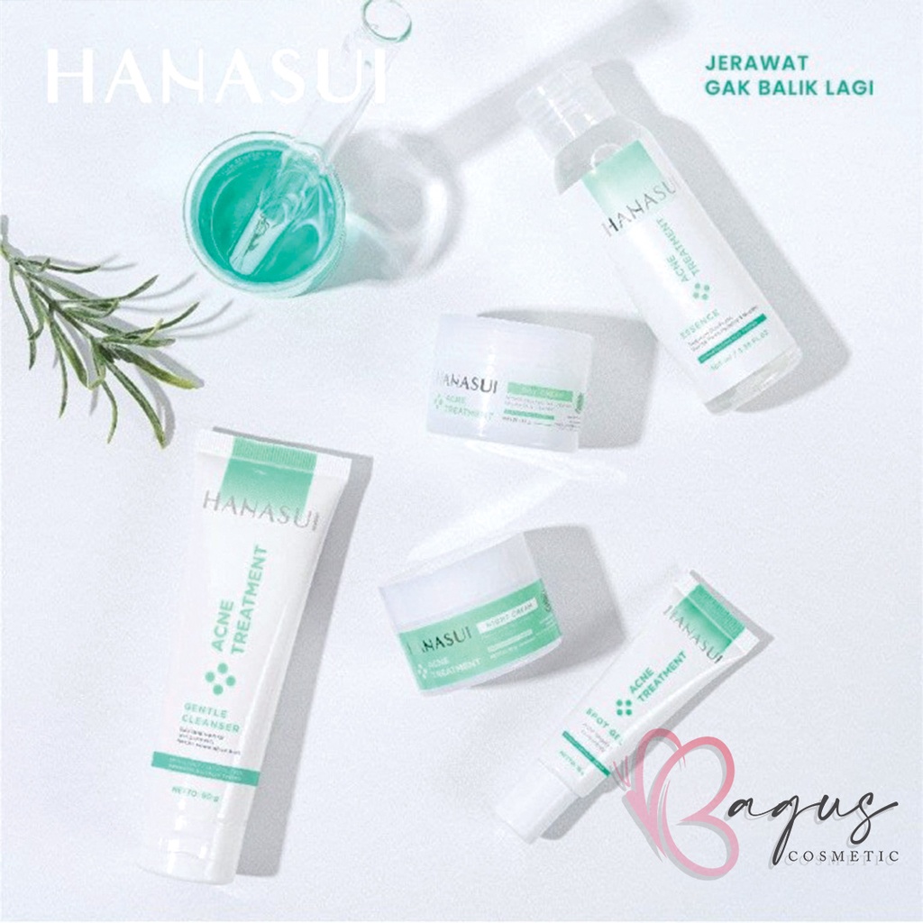 ⭐ BAGUS ⭐ HANASUI PAKET ACNE / FLAWLESS Free Pouch | Skincare Perawatan Kulit Berjerawat Series
