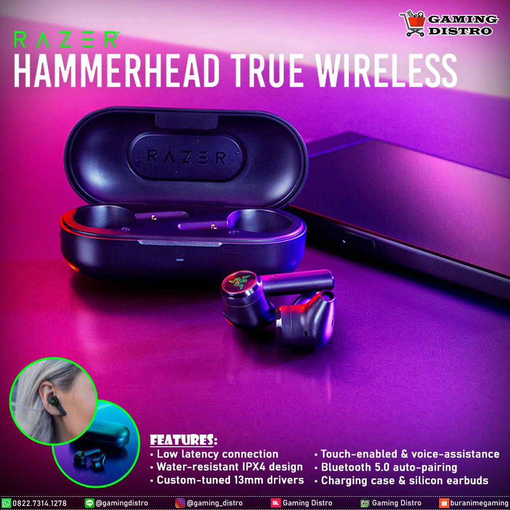 Headset Gaming Razer Hammerhead True Wireless - Razer Hammerhead